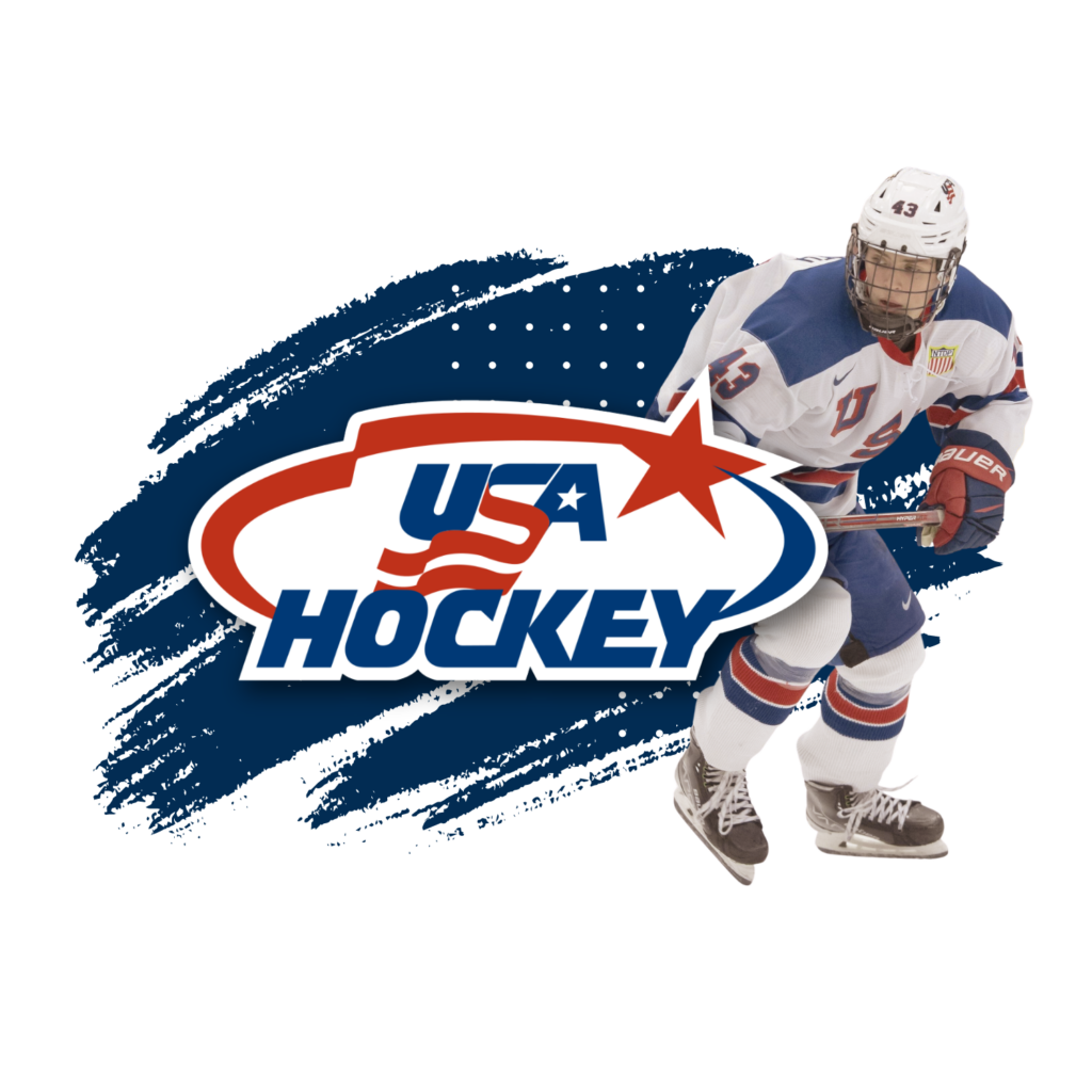 USA Hockey player and USA Hockey logo